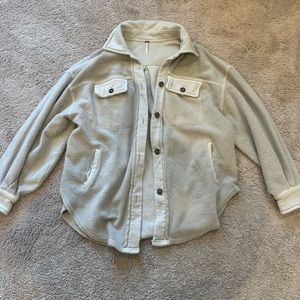 Free people oversized button up shirt/jacket in tan/beige
